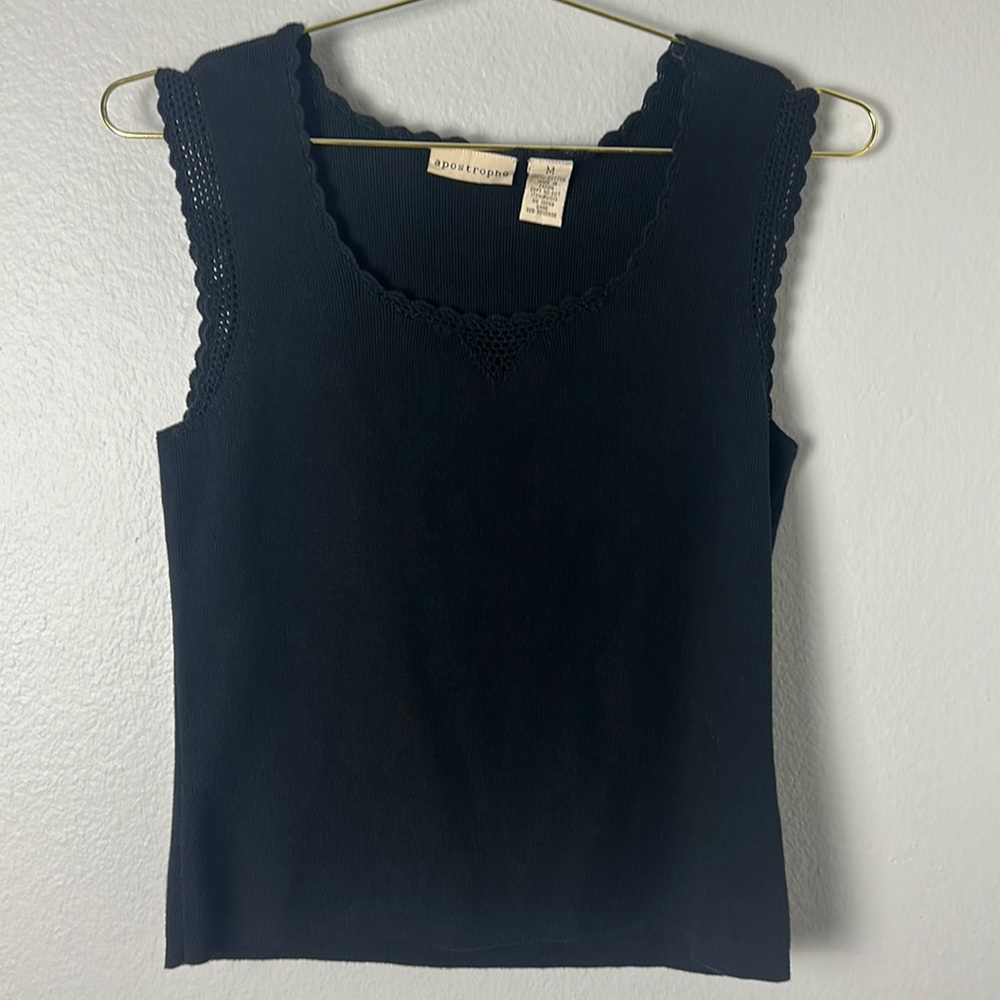 Vintage Apostrophe Black Knit Tank
